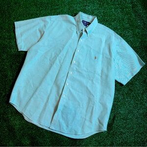 Ralph Lauren Men's XL Green Brown Pony Short‎ Sleeve Button-Up Shirt